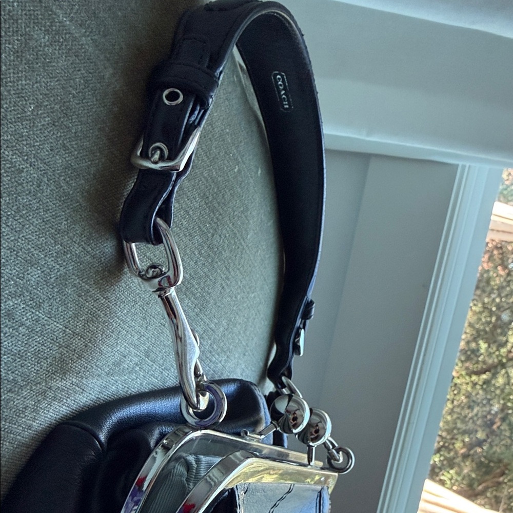 Coach Black Leather Clutch with Silver Accents - Picture 3 of 12